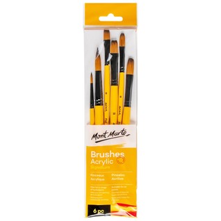 Acrylic Brushes Signature 6pc/专业丙烯画笔6支套(2支扁峰+2支扁圆峰+2支圆峰）