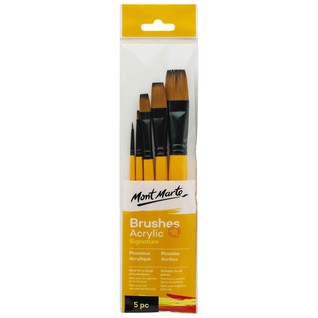 Acrylic Brushes Signature 5pc/专业丙烯画笔5支套(4支扁峰+1支圆峰)
