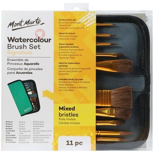 Watercolour Brush Set Signature 11pc/水彩混合毛画笔11件套（含画包）