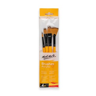 Acrylic Brushes Signature 4pc/专业丙烯画笔4支套(1支扁峰+1支扁圆峰+1支圆峰+1支扇峰）