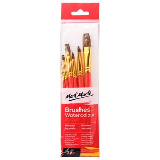Watercolour Brushes Signature 7pc/专业水彩画笔7支套（6支扁峰+1支圆峰）