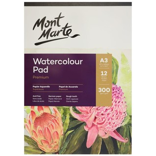 Watercolour Pad German Paper Premium A3 300gsm 12 Sheet/A3水彩本胶装300克 12页(进口纸品)(本)