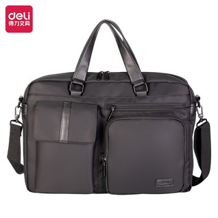 得力BG106-09商务双口袋多收纳式个人型公文包(黑)(个)