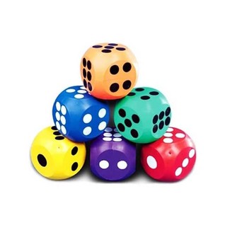 六色方形橡胶骰子6只装Rainbow Color Dice Set of 6  